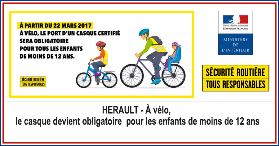 Casque obligatoire velo enfant?