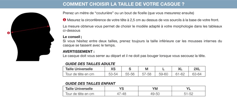 Guide taille casque velo enfant