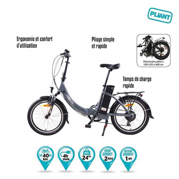 Vélo à assistance electrique pliant moov'in 24v