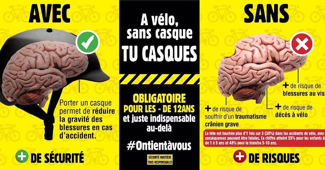 Accident velo sans casque