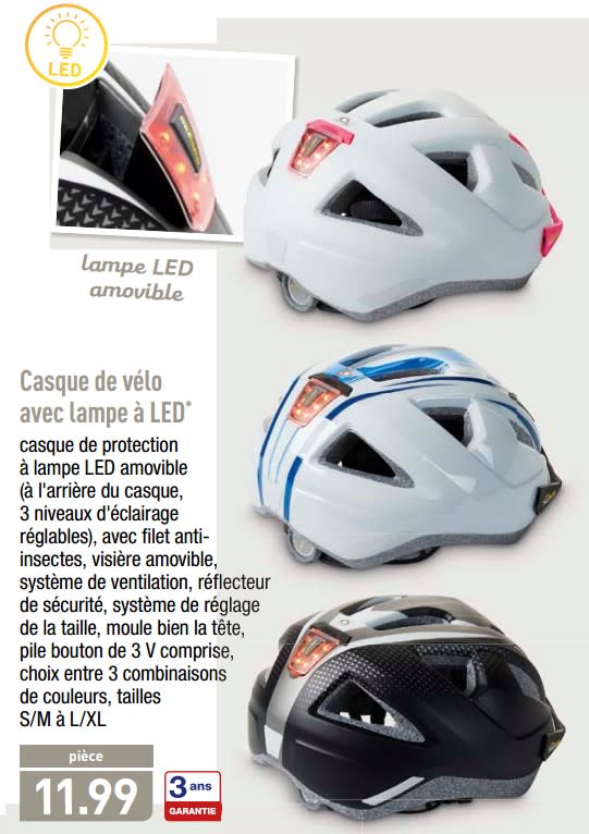Casque velo avec lampe