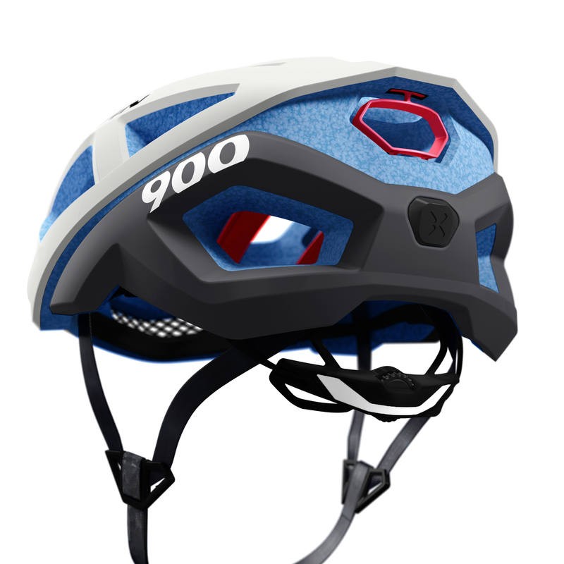 Casque velo aerofit 900 bleu blanc u-19 team b'twin