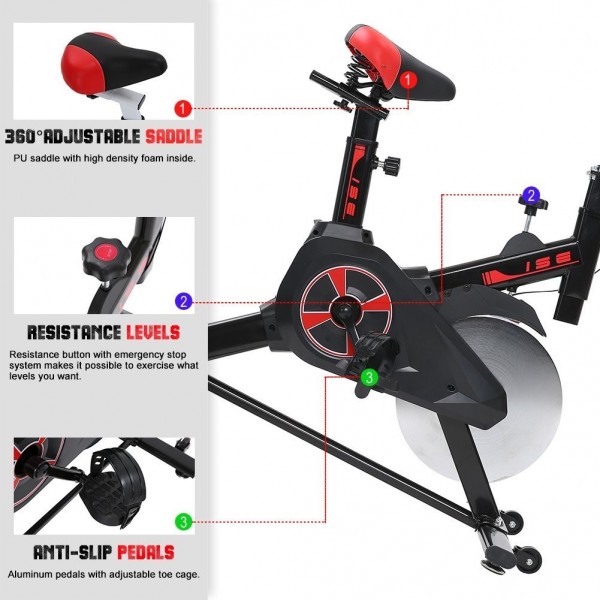 Ise vélo biking spinning vélo d’appartement intérieur noir blanc 7002