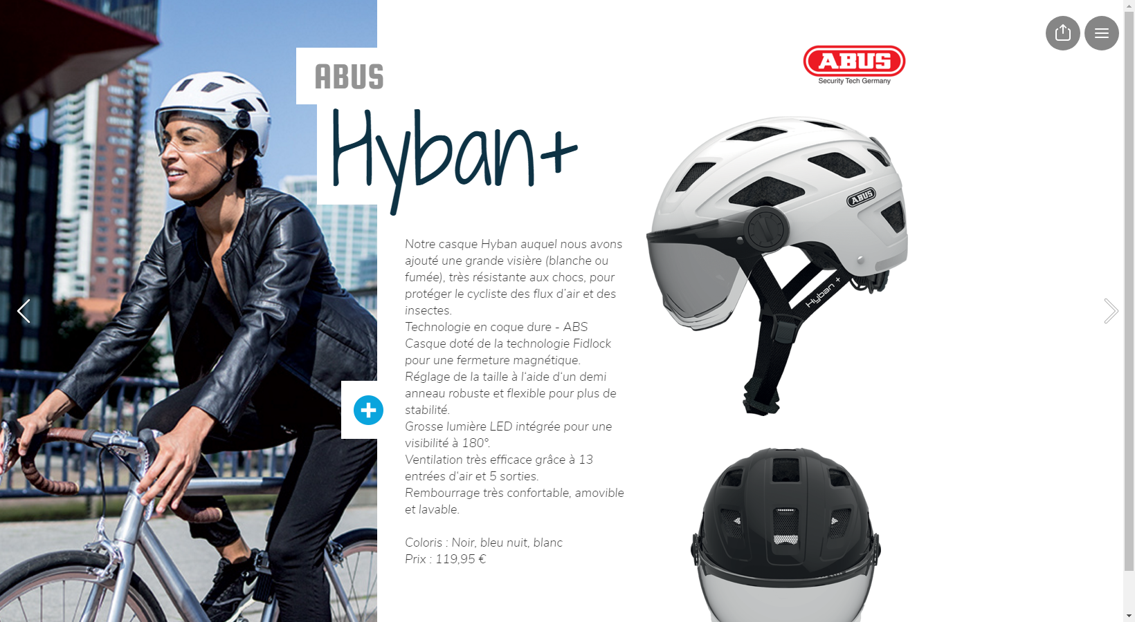 Casque vélo abus hyban + avec visière