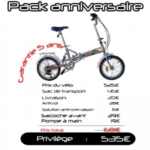 Vélo pliant blanc marine 16 pouces