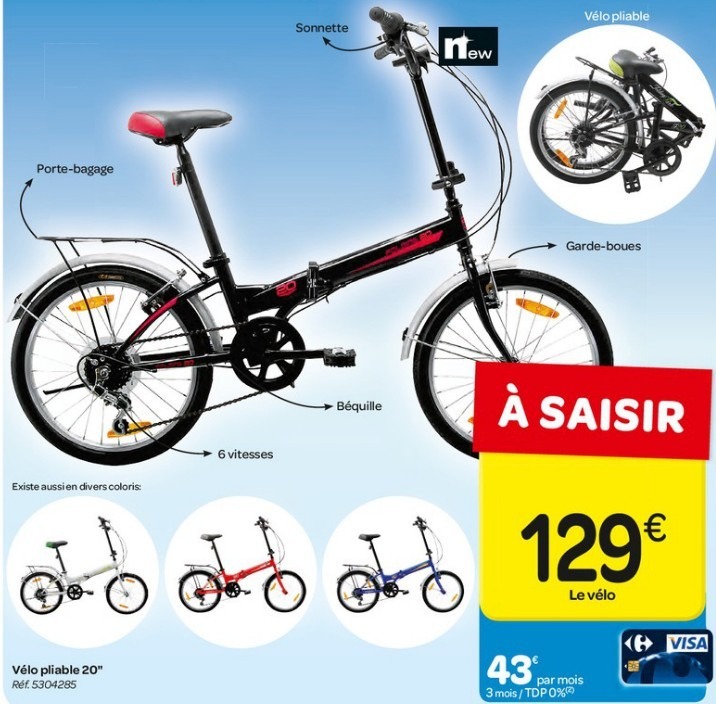 Carrefour velo pliant adulte