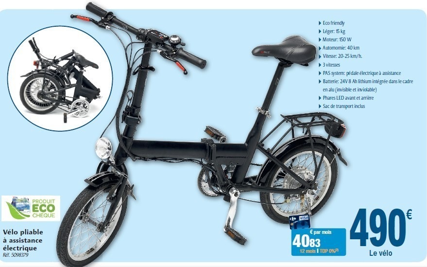 Velo electrique pliant makadam leclerc