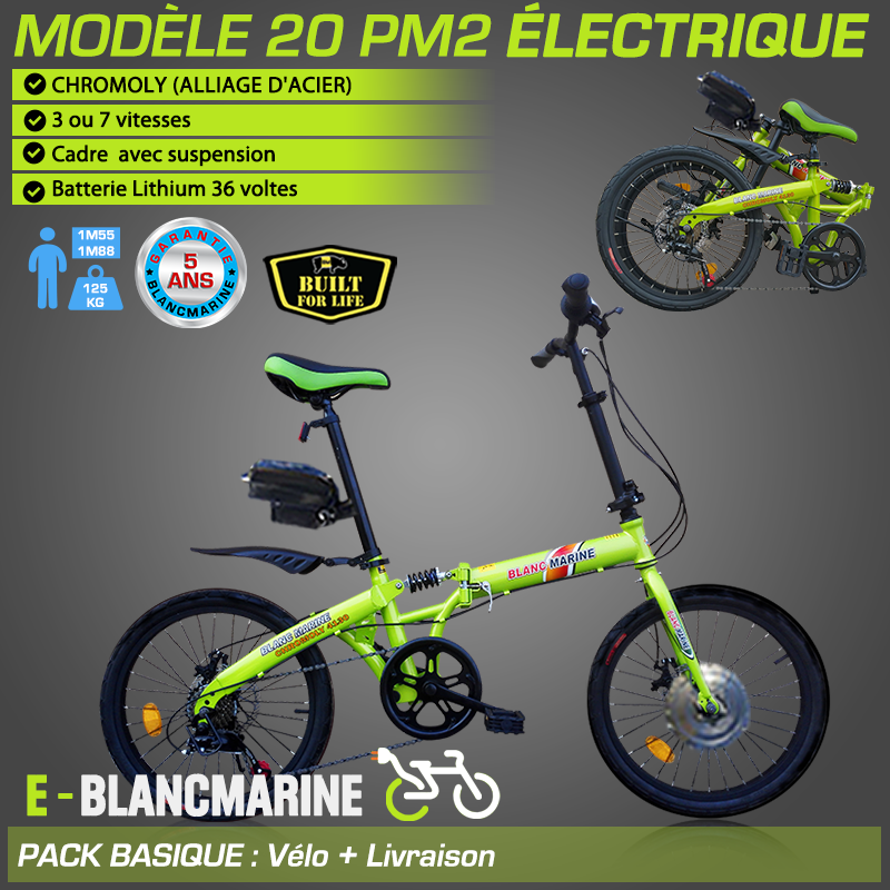 Velo electrique pliant blanc marine