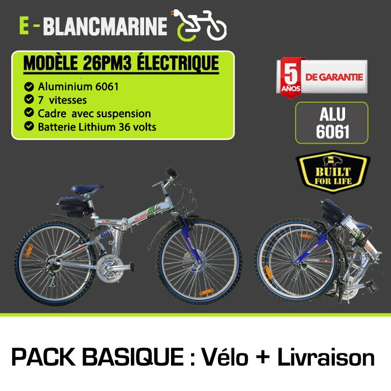 Vélo pliant blanc marine 26pm3